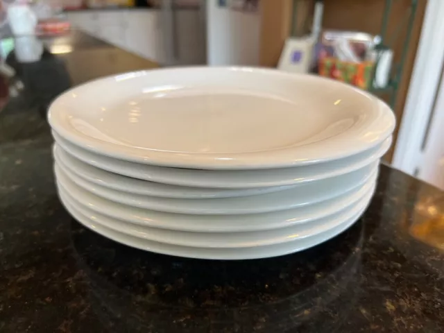 Portmeirion "LIQUID" White 8 3/4" Salad Plates, Set of 7 Plates, Rare & HTF