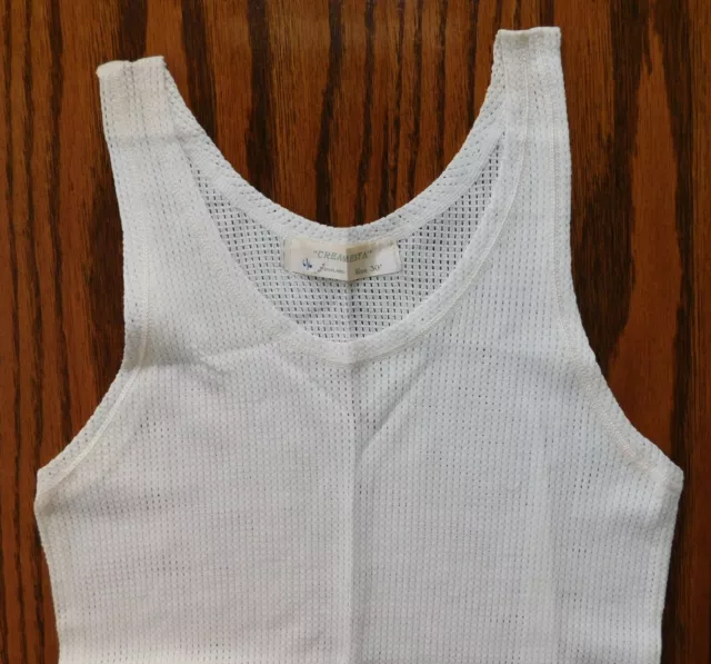 Canotta vintage per ragazza Creamesta taglia 30 biancheria intima cellulare circa anni '30 INUTILIZZATA