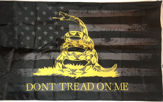 DONT TREAD ON Me Black American Flag 3X5 Outdoor Double Sided Gadsden ...