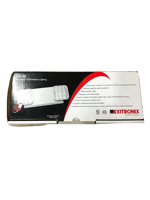 Exitronix 2 Head LED-90 THERMOPLASTIC Emergency Lighting-- 120/277VAC 60HZ-