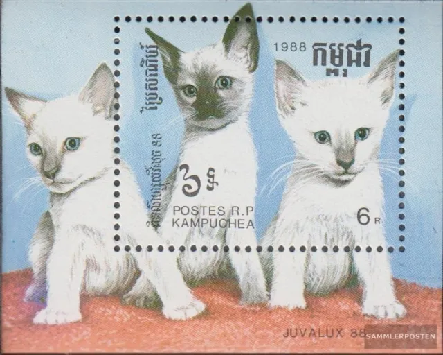 Kambodscha Block158 (kompl.Ausg.) postfrisch 1988 Katzen