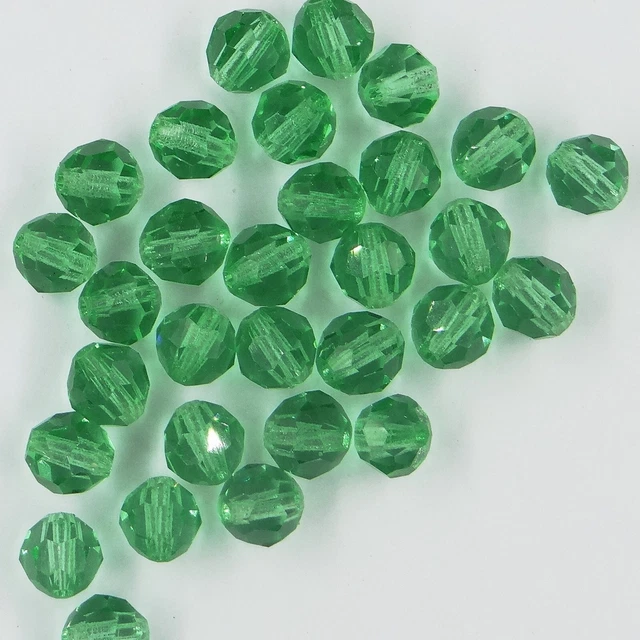 5000 7 P : 10 perles cristal Swarovski rondes réf. 5000 7mm PERIDOT