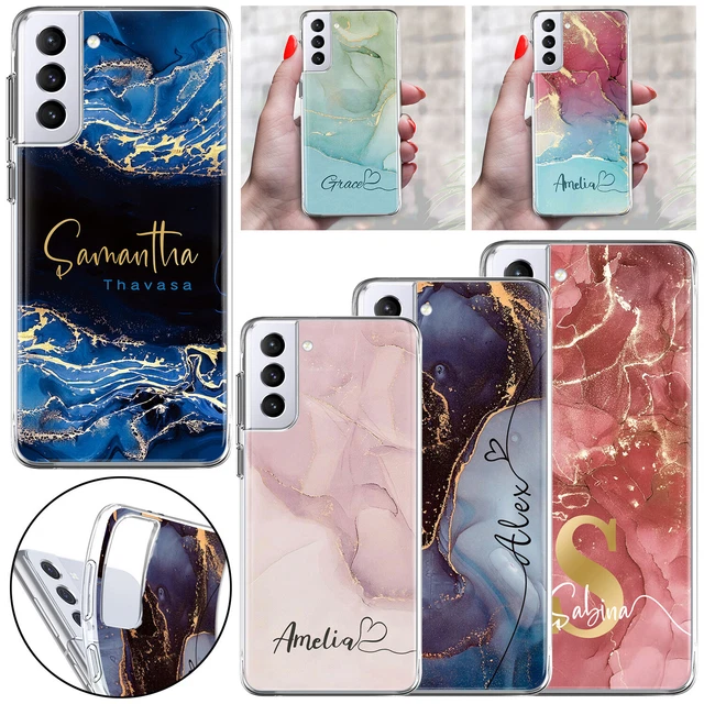 Soft TPU Case For Samsung Galaxy S23 A53 A14 A03S Marble Personalised Name Cover