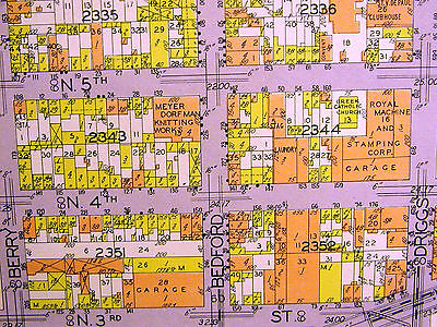 Brooklyn Map 1929 Matted N 3rd - 8th BERRY ROBELING BEDFORD DRIGGS METROPOLITAN 5