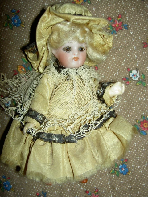 Perruque Ancienne Pour Poupée - Mohair Blonde, Coiffure Vintage Bébé