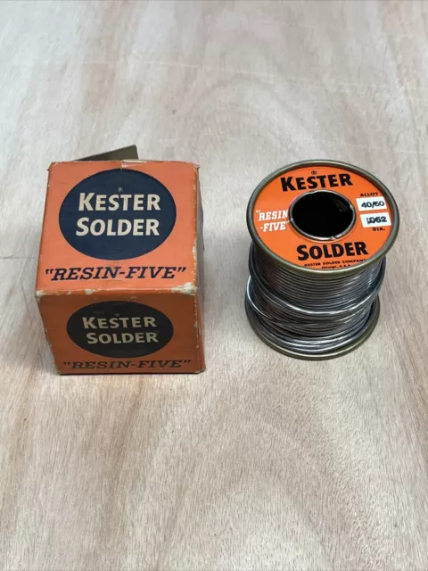 Vintage Kester 40/60 .062 dia. Solder W/ Box 14.6oz “Resin-Five” TV And Radio