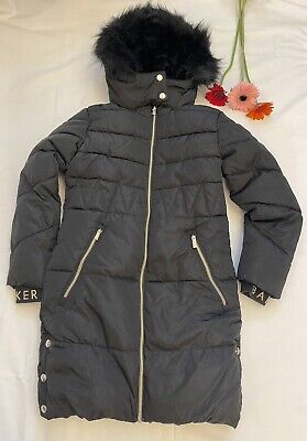 BNWT Girls Ted Baker Long Black Coat Padded Hooded Jacket Cosy Age 9 Years