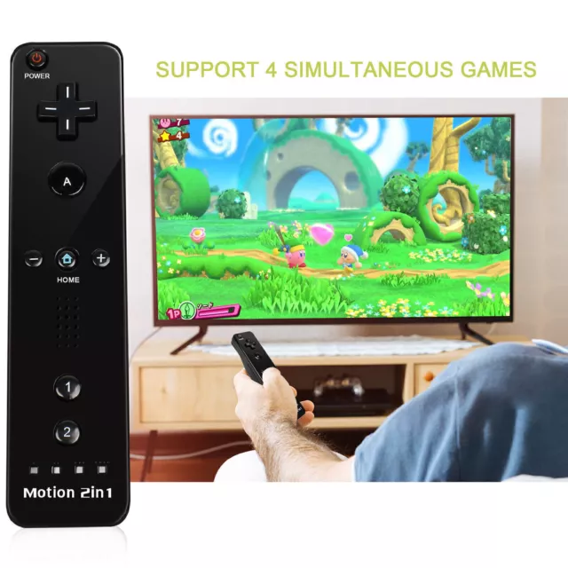 2 in 1 Built in Motion Plus Remote Controller+ Nunchuck für Nintendo Wii & Wii U 2