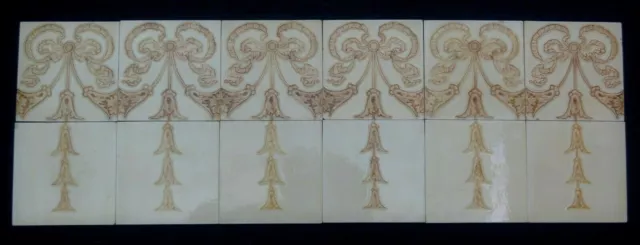 England Antique Art Nouveau Majolica 12-Set Tile C1900