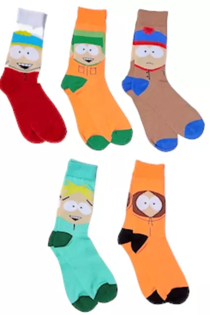 New SOUTH PARK Men’s 5 Pair Crew Socks STAN, BUTTERS, KENNY, KYLE, ERIC