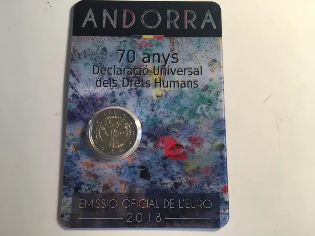 2 Euro Andorre 2018 70 Ans Declaration Droits De L'homme Commemorative Neuve