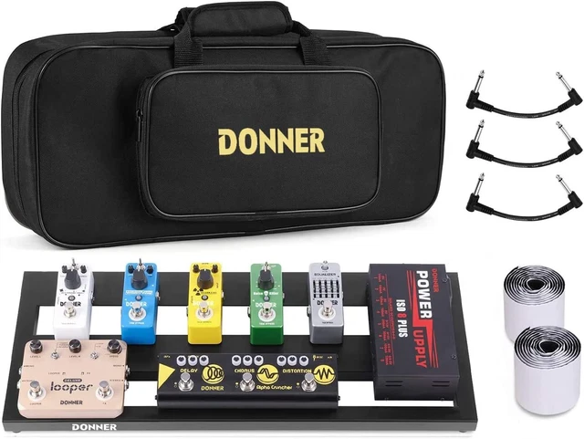 🎸 𝗗𝗢𝗡𝗡𝗘𝗥 20" x 8" Aluminium Guitar Effects Pedal Board With Backpack Bag