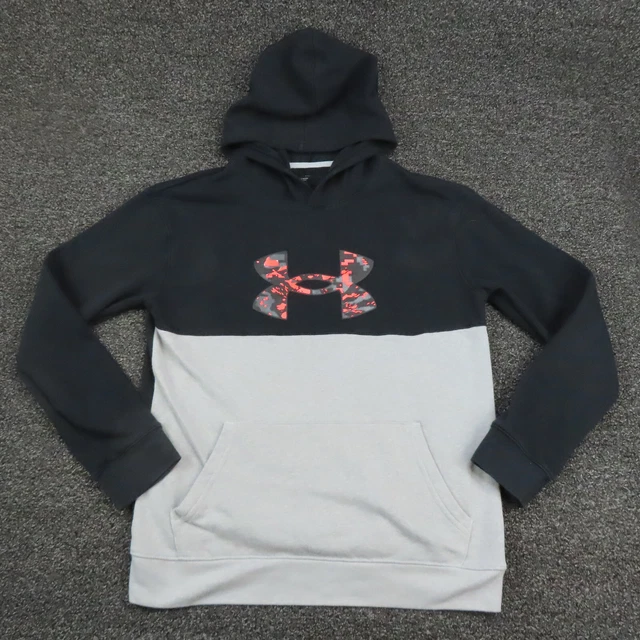 Under Armour Hoodie Youth XL Extra Large Gray & Black Loose Fit Long Sleeve Boys