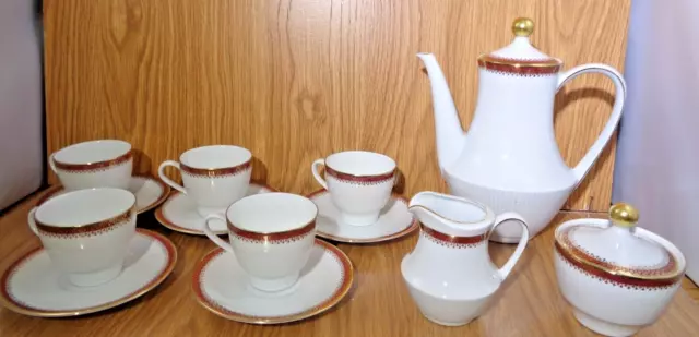 Mitterteich BAVARIA TEA POT WITH 5 DEMITASSE CUPS & SAUCERS PLUS CREAMER & SUGAR