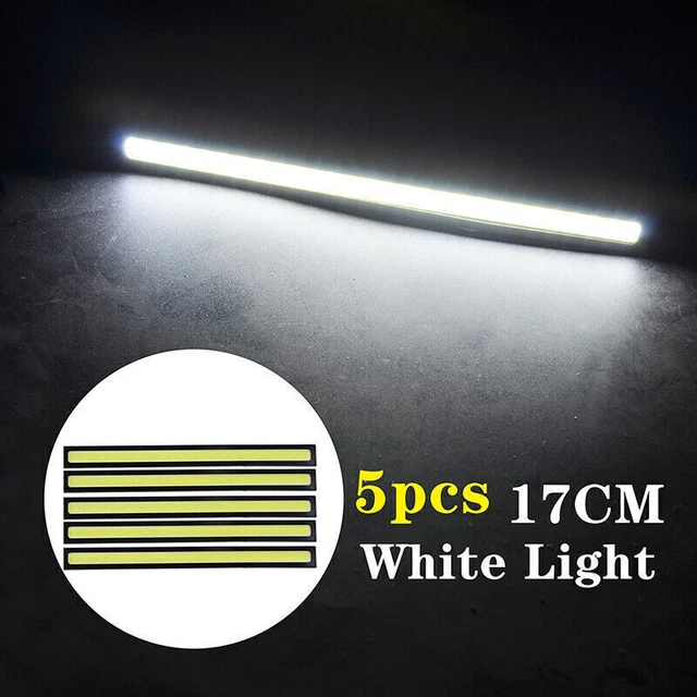 5Pcs 12V Led Strip Drl Daytime Running Lights Fog Cob Car Lamp Driving White