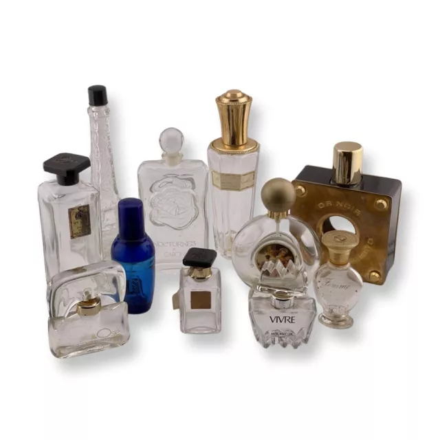 Lot Of 11 Glass Perfume Bottles Antique/Vtg/Art Deco Scent Jar Empty Paris
