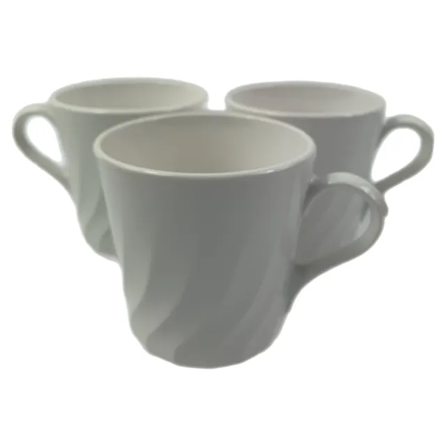 Vintage Corning Ware White Swirl Mug Coffee Tea Cup Corelle Enhancements Set 3
