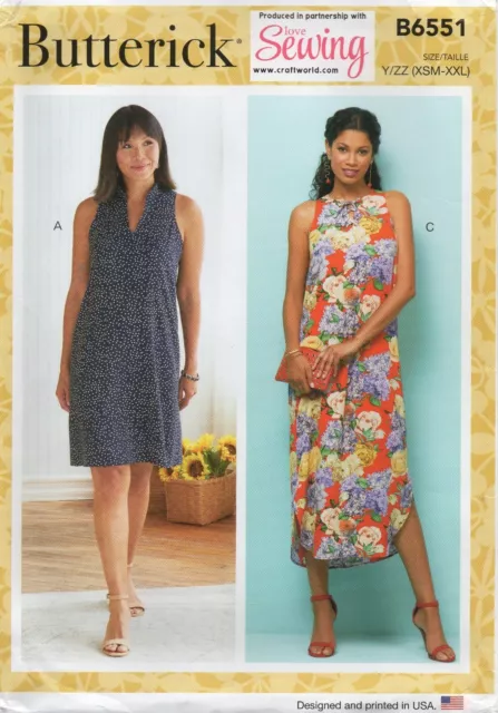 Butterick Sewing Pattern 6551 EASY Dresses Loose Sleeveless Maxi Size 4-26 New