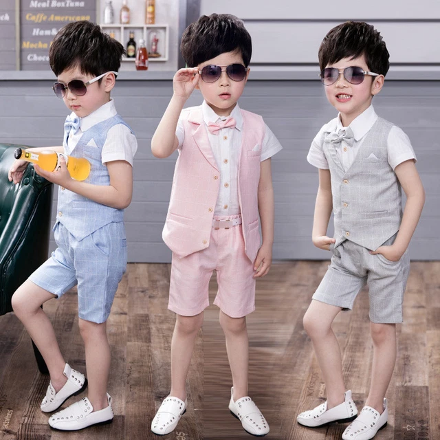 Abiti formali bambino bambino bambino 4 pezzi set corto tuta vita tuta pagina matrimonio