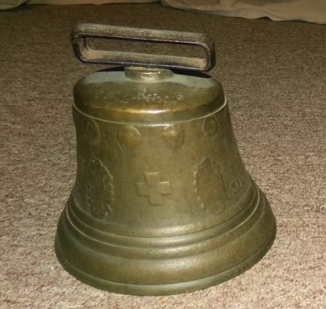 Vintage Swiss Cow Bell 1878 Saicnelecier Chiantel Fondeur Brass  Bell 5 .5" Tall