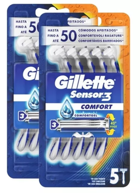 Gillette Sensor3 Comfort Men's Grooming Disposable Razor 2x Packs 5*FREE P&P UK*