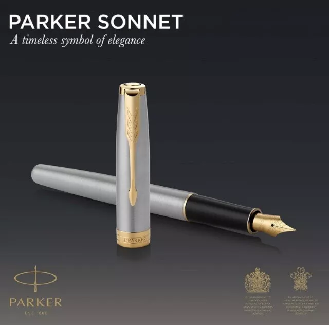 Parker Sonnet Fountain Pen | Stainless Steel with Gold Trim | Medium Nib