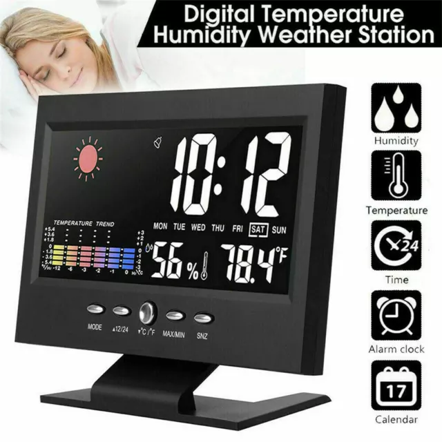 Thermo-Hygromètre Digital Station Météo avec Sans Fil Émetteur Détecteur Te