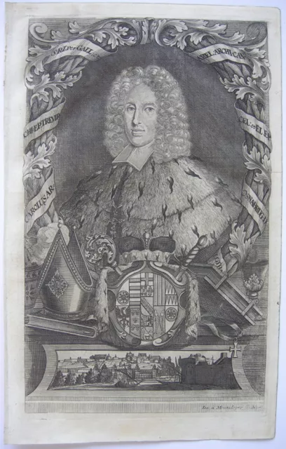 Karl v Lothringen (1680-1715) Kurfürst Trier Orig Kupferstich Montalegre 1711