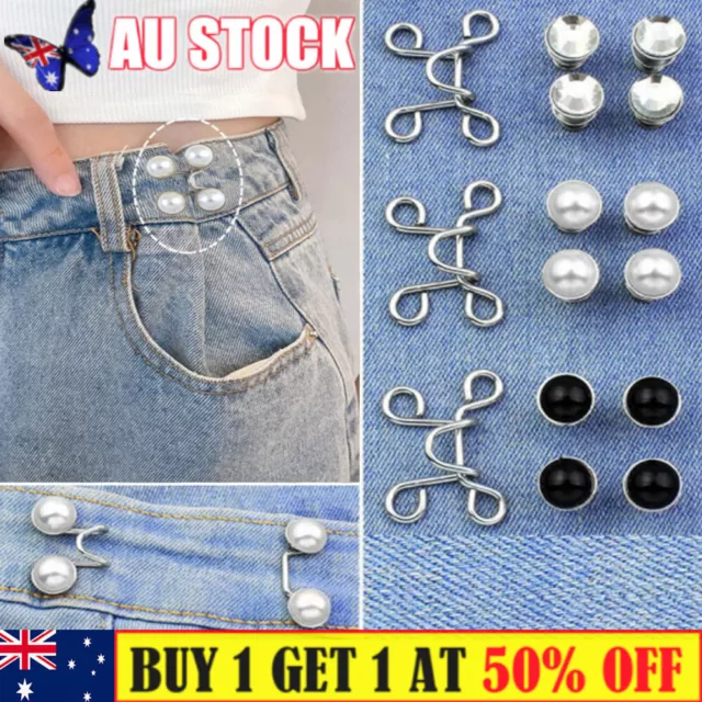 2Pcs Detachable No Sew Instant Waist Adjust Button Pins For Jeans