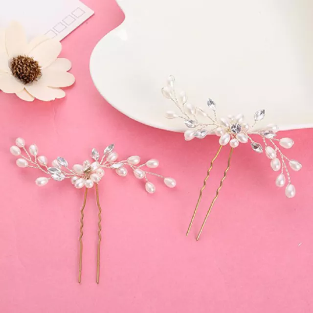 Diamante Crystal Pearl Flower Hair Pins Clips Prom Wedding Supplies Bridal Decor