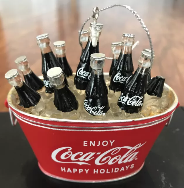 Coca-Cola Holiday Ornament Kurt Adler Coke Bottles Oval Bucket Pail Holiday 3”x4