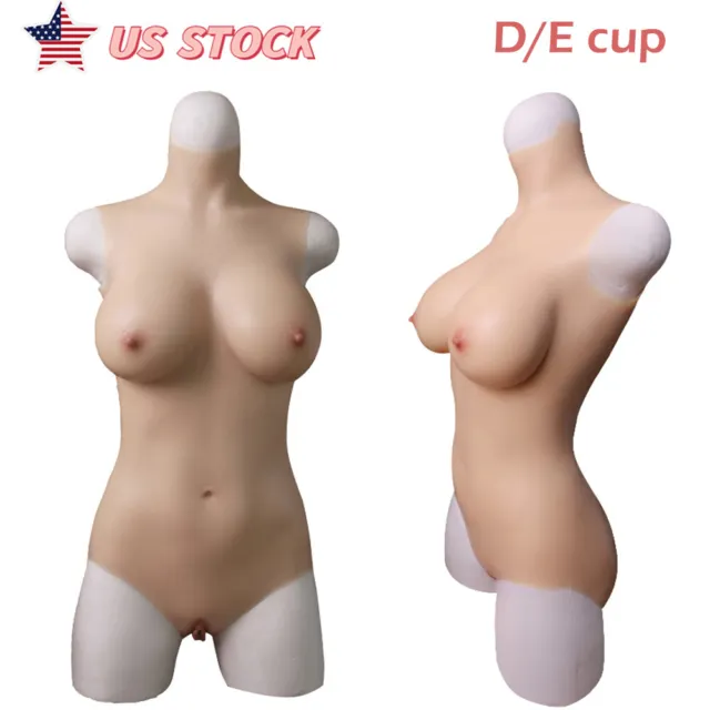 US Stock Silicone Fullbody suit Breast Forms C D E Cup Fake Boobs Crossdresser