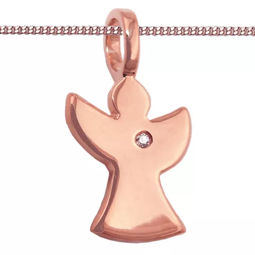 Echt Gold 333 Rosè Rot 8Kt Kinder Engel Baby Taufe Engel Anhänger Zirkonia Stein