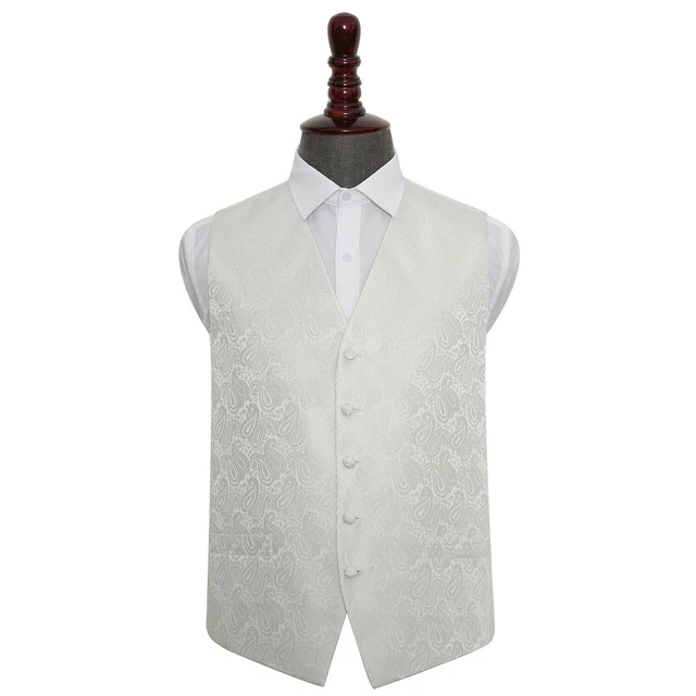 Cappotto vita da sposa formale da uomo DQT tessuto floreale paisley avorio S-5XL