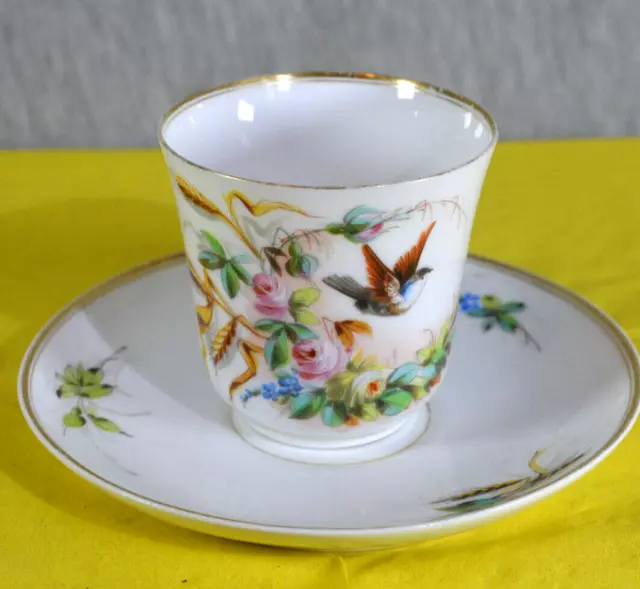 Jugendstil Gedeck Um 1900 - Mit Blumen Und Vogel Motiv - Handbemalt