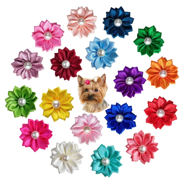 Fiochi di pelo per animali domestici 50/100 pz gatto cane con fascia di gomma nodo superiore per la cura delle vacanze