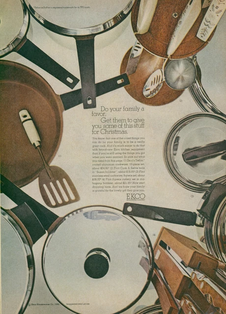 1965 Ekco Kitchen Equipment Cookware Stainless Steel Cutlery Vtg Print Ad GH2