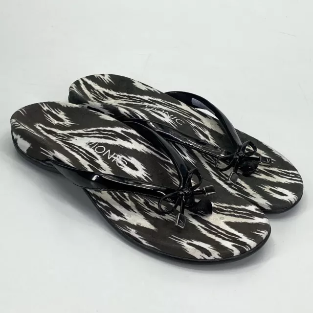Vionic Bella II Black Flip Flop Sandals Southwestern Footbed Women Size 7 (C17)