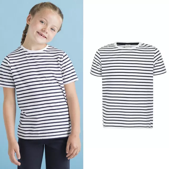 SF Mini Kids Striped Tee Top SM202 -Children Short Sleeve Cotton Unisex T-Shirt