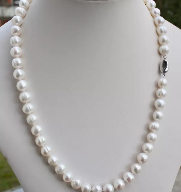 55cm 925 Silber Süßwasser Perlenschmuck Halskette Perlenkette Collier Kette zuhg