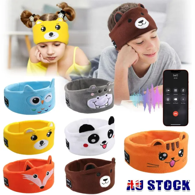 Kids Bluetooth Headband Headphone Wireless Sleeping Music Headwear Cute Eye Mask
