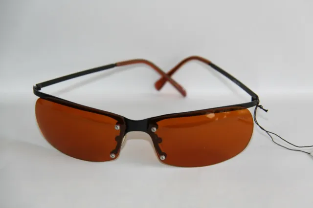 Farb Brille Sonnenbrille  Gläser Orange Rahmen  Nur Oben Schwarz Aus Metall