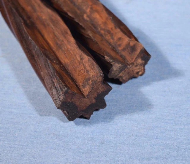 *21" Pair of French Antique Solid Walnut Posts/Pillars/Columns/Balusters Salvage 9