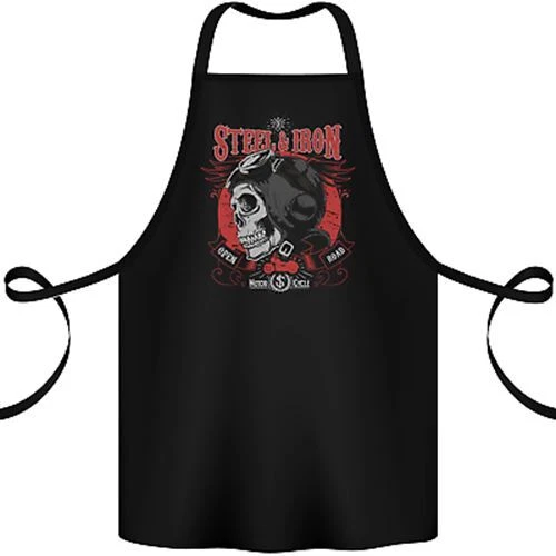 Steel & Iron Motorcyle Biker Motorbike Cotton Apron 100% Organic