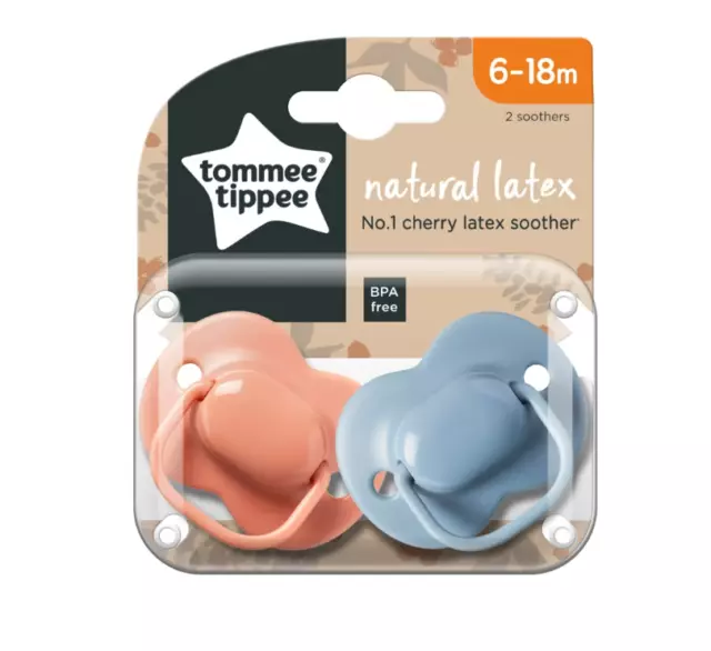 Tommee Tippee Natural 2 Pack Comfort and Soothe Latex Cherry Soothers 6-18m