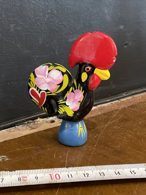 Traditional Portugal Vintage Metal Folk Art Rooster Hand Painted Good Luck AA