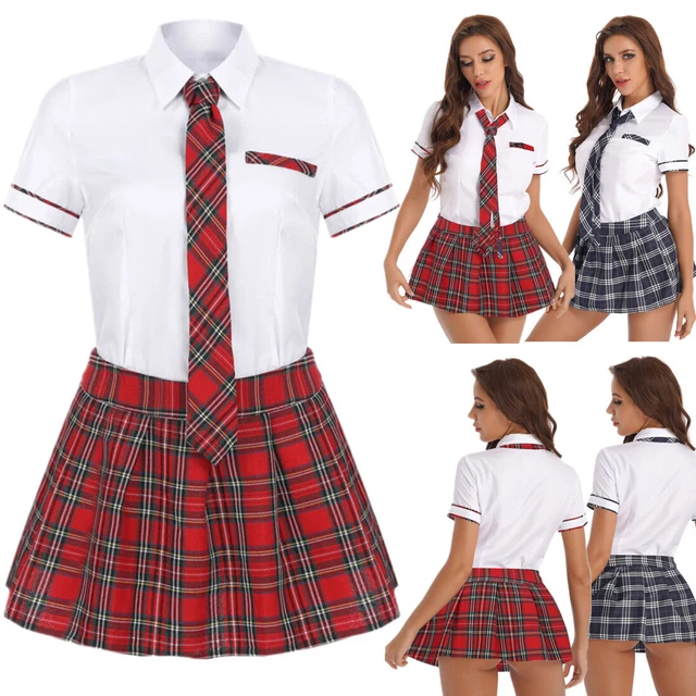 Sexy Womens Naughty School Girl Uniform Outfits Fancy Dress Costume Cosplay New