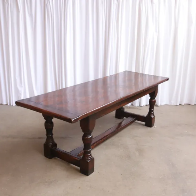 Rustic Vintage Oak Dining Table / Jacobean Style / Solid Refectory Plank Long