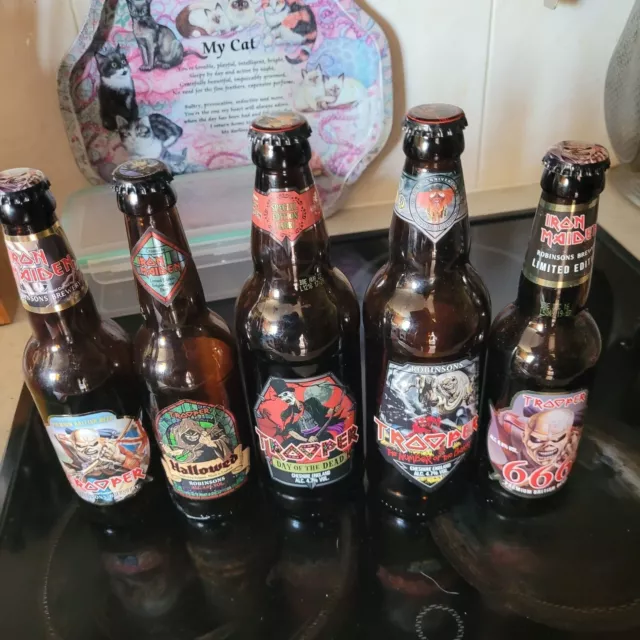 Iron Maiden Trooper Beer Bottles x5. Empty Rare Robinsons Limited Edition Lot 2