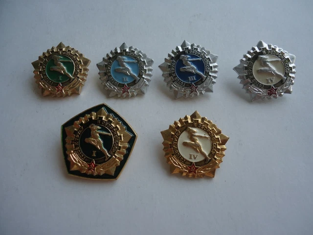 Spilla badge URSS Unione Sovietica pronta per lavoro e difesa, GTO (6 pz) livello 1,2,3,4